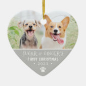 Pet's erste Weihnachtsbaum Print Gray Foto Keramik Ornament (Vorne)