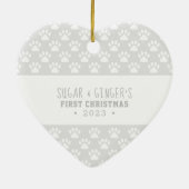 Pet's erste Weihnachtsbaum Print Gray Foto Keramik Ornament (Hinten)