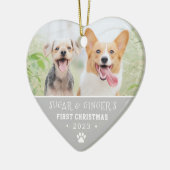 Pet's erste Weihnachtsbaum Print Gray Foto Keramik Ornament (Links)