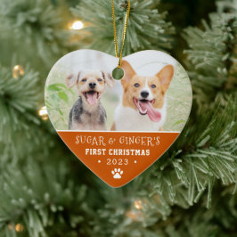 Pet's erste Weihnachtsbaum Print Orange Foto Keramik Ornament