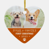 Pet's erste Weihnachtsbaum Print Orange Foto Keramik Ornament (Vorne)