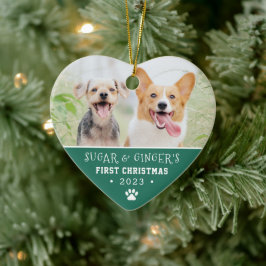 Pet's erste Weihnachtsbaum Print Türkis Foto Keramik Ornament