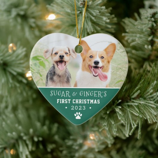 Pet's erste Weihnachtsbaum Print Türkis Foto Keramik Ornament (Baum)