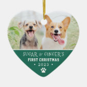 Pet's erste Weihnachtsbaum Print Türkis Foto Keramik Ornament (Vorne)