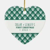 Pet's erste Weihnachtsbaum Print Türkis Foto Keramik Ornament (Hinten)