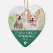 Pet's erste Weihnachtsbaum Print Türkis Foto Keramik Ornament (Links)