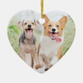 Pet's erste Weihnachtspaws Grünes Foto Keramik Ornament (Vorne)