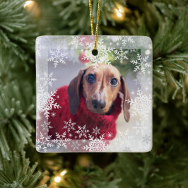 Pet's First Christmas Glitzer Snowflakes Foto Keramikornament