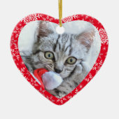 Pet's First Christmas Glitzer Snowflakes Herz Keramik Ornament (Vorne)