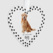 Pet's First Christmas Heart Paw Print Foto Ornament (Vorderseite)