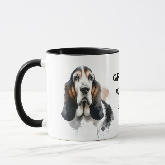 Pets Gram's Basset Watercolor Brown Personalize Tasse (Links)