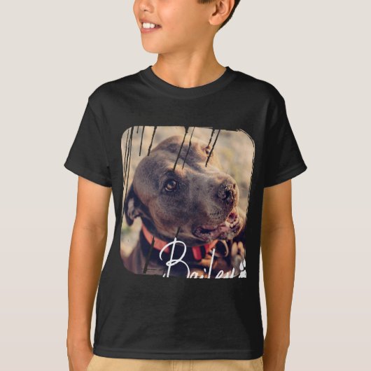 Pets Modern Simple Cool Nge Name And Photo T-Shirt (Vorderseite)