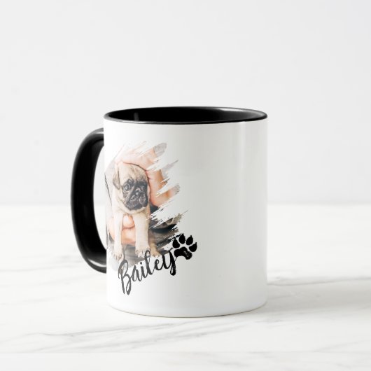Pet's Modern Simple Cool Typography Name and Photo Tasse (Vorderseite Links)