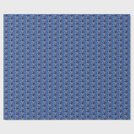 Pets on Parade (on Blue) Geschenkpapier (Flach)