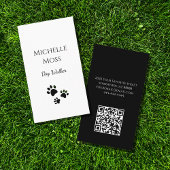 Pets Paw Prints QR-Code Schwarz-weiß Dog Walker Visitenkarte