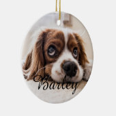 Pet's Simple Elegant Dog Name and Photo Christmas Keramik Ornament (Rechts)