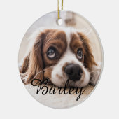 Pet's Simple Elegant Dog Name and Photo Christmas Keramik Ornament (Links)