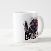 Pet's Simple Modern Cool Grunge Name and Photo Jumbo-Tasse (Vorderseite Rechts)