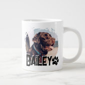 Pet's Simple Modern Cool Grunge Name and Photo Jumbo-Tasse (Rechts)
