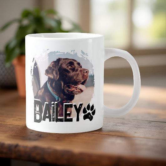 Pet's Simple Modern Cool Grunge Name and Photo Jumbo-Tasse