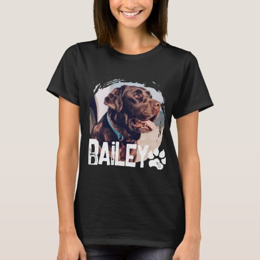Pets Simple Modern Cool Nge Name And Photo T-Shirt (Vorderseite)