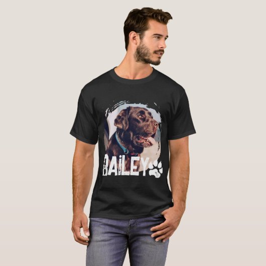 Pets Simple Modern Cool Nge Name And Photo T-Shirt (Vorne ganz)