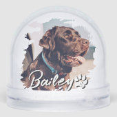Pet's Simple Modern Cool Typography Name and Photo Schneekugeln (Rückseite)