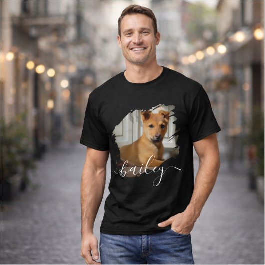 Pet's Simple Modern Cool Typography Name and Photo T-Shirt
