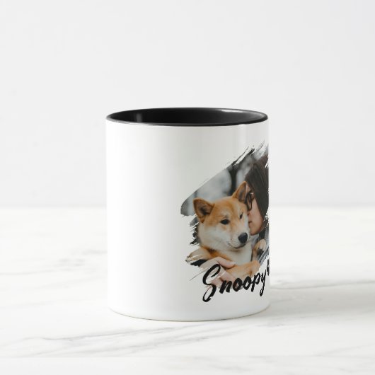 Pet's Simple Modern Cool Typography Name and Photo Tasse (Zentrum)