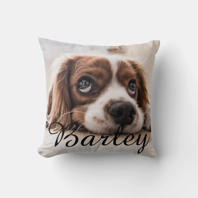 Pet's Simple Modern Elegant Chic Name and Photo  Kissen (Vorderseite)
