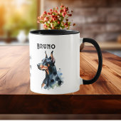 Pets Simple Watercolor Doberman Black Personalize Tasse