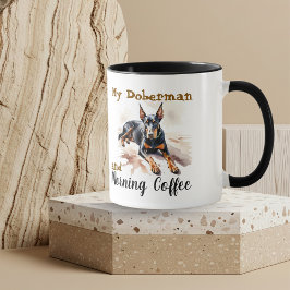  Pets Watercolor Blacks/Brown Doberman Personalize Tasse