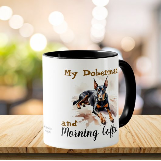  Pets Watercolor Blacks/Brown Doberman Personalize Tasse
