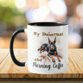  Pets Watercolor Blacks/Brown Doberman Personalize Tasse