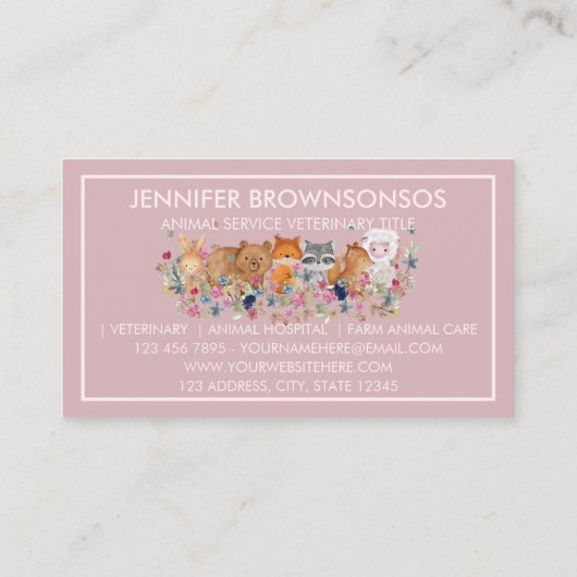 PetSitter FOX RABBIT LAMB BEAR SQUIRREL veterinärm Visitenkarte (Rückseite)