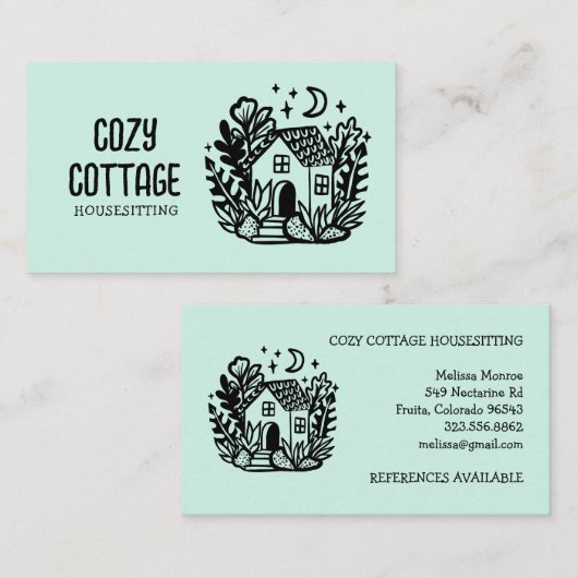 Petsitter Zuhause Niedliche Hütte Art Custom Visitenkarte (Vorne/Hinten)