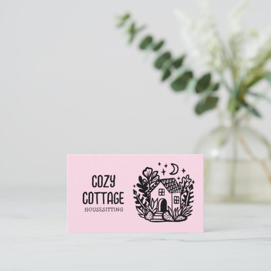 Petsitter Zuhause Niedliche Hütte Art Custom Visitenkarte (Stehend Vorderseite)