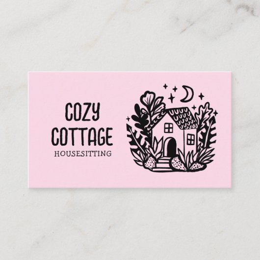 Petsitter Zuhause Niedliche Hütte Art Custom Visitenkarte (Vorderseite)