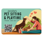 Petsitting & Playtime mit QR Code Dog Business Magnet (Horizontal)