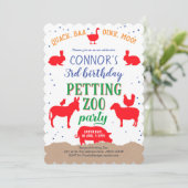 Petting Zoo, Boy, Banyard Farm Animal Birthday Einladung (Stehend Vorderseite)