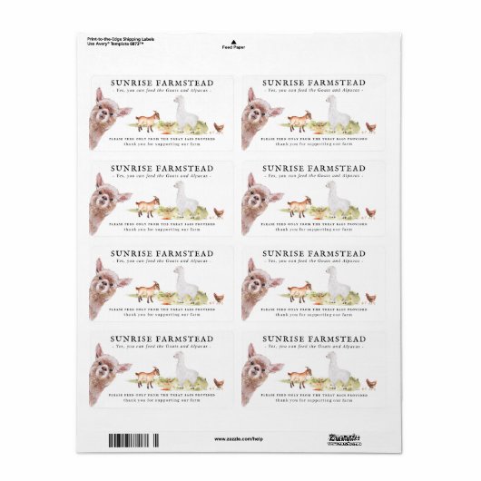 Petting Zoo | Etiketten für Leckereien von Nutztie (Vorne)