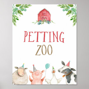 Petting Zoo Farm Animals Barnyard Boy Geburtstag Poster