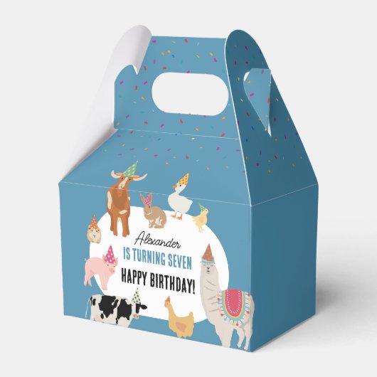 Petting Zoo Party Animals Barnyard Birthday Boy Geschenkschachtel (Vorderseite)