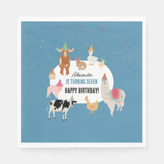 Petting Zoo Party Animals Barnyard Birthday Boy Serviette (Vorderseite)
