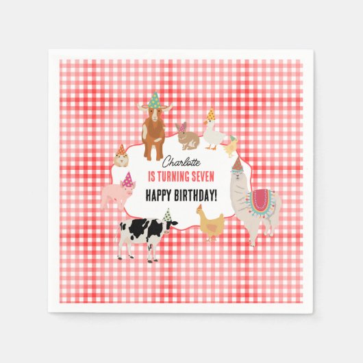 Petting Zoo Party Animals Barnyard Birthday Kids Serviette (Vorderseite)
