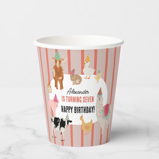 Petting Zoo Party Animals Barnyard Birthday Theme Pappbecher (Vorderseite)
