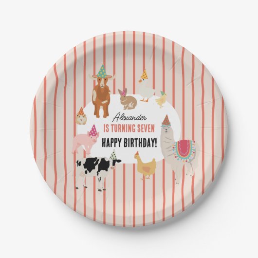 Petting Zoo Party Animals Barnyard Birthday Theme Pappteller (Vorderseite)