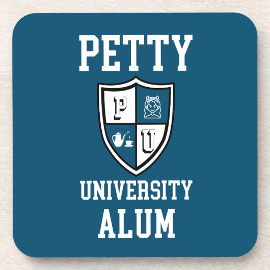 Petty University Alum grad lustige blaue Alma Mate Getränkeuntersetzer (Vorderseite)