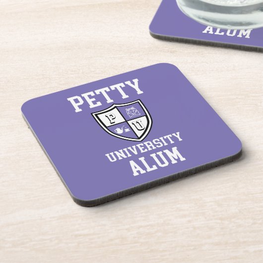 Petty University Alum grad periwinkle alma mater Getränkeuntersetzer (Linke Seite)