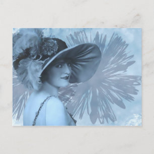 PETULA, 1910ER LADY IN GROSSER HAT: BLAU POSTKARTE